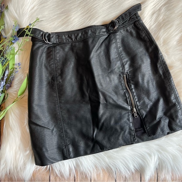 Free People Dresses & Skirts - Free People black faux leather mini skirt
